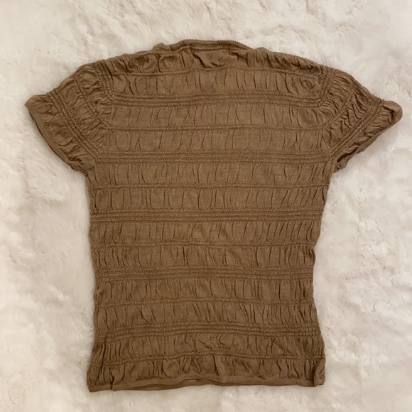 August Silk Knits Stretch Brown Top Size Small - Picture 5 of 5